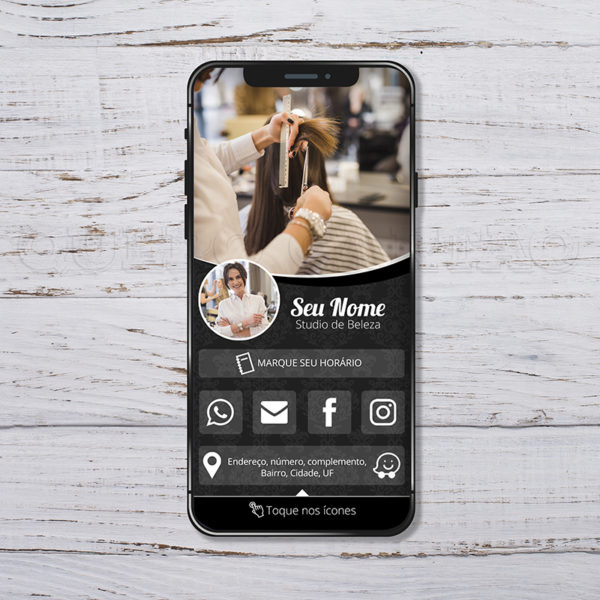 Cartão de visita interativo para salão de beleza
